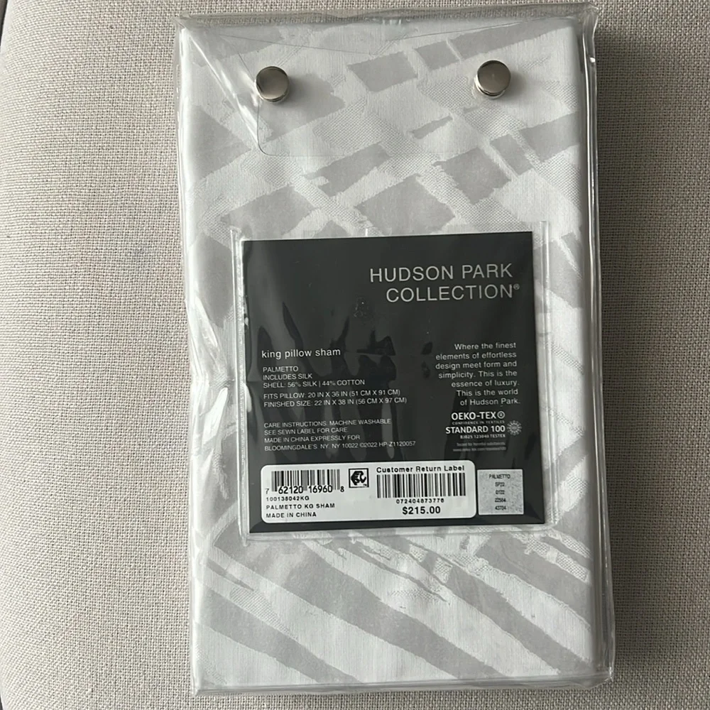 Hudson Park Collection Palmetto Cotton Silk King Sham, New w/Tag